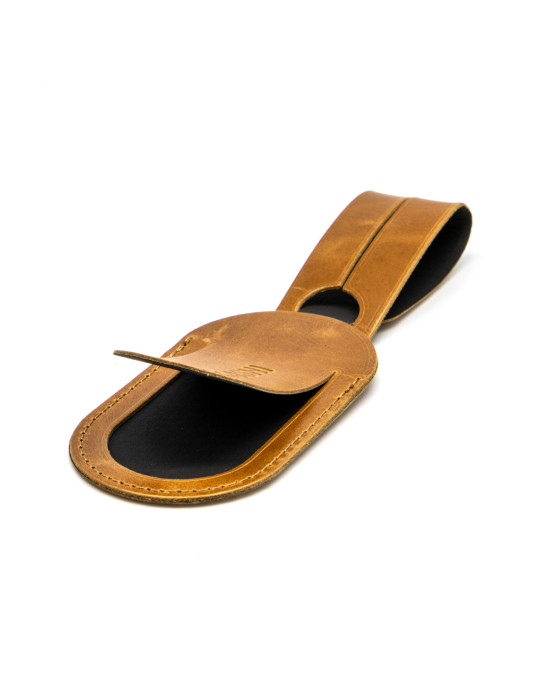 Étiquette bagage en cuir marron clair à personnaliser