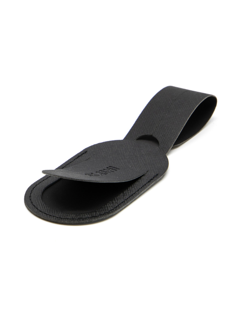 Étiquette bagage simili-cuir noir grainé personnalisée