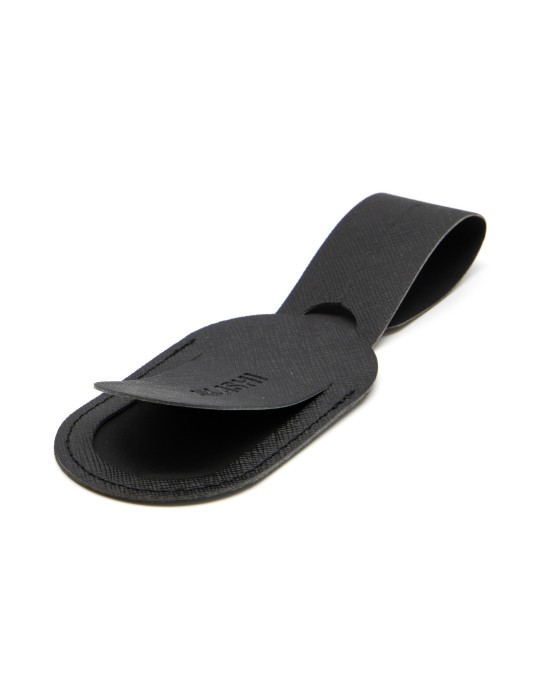 Étiquette bagage simili-cuir noir grainé personnalisée