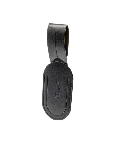 Étiquette bagage simili-cuir noir lisse à personnaliser