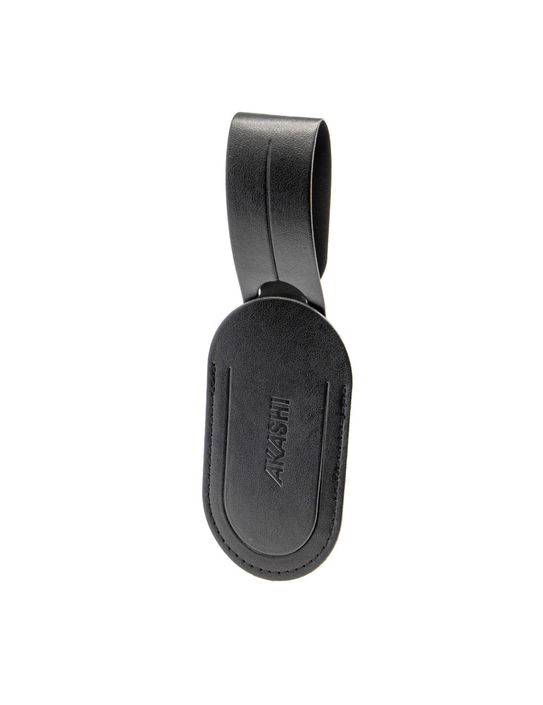 Étiquette bagage simili-cuir noir lisse à personnaliser