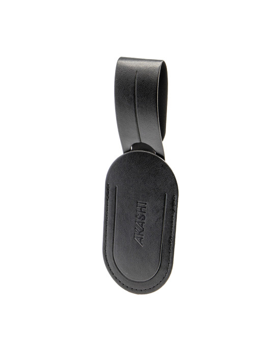 Étiquette bagage simili-cuir noir lisse à personnaliser