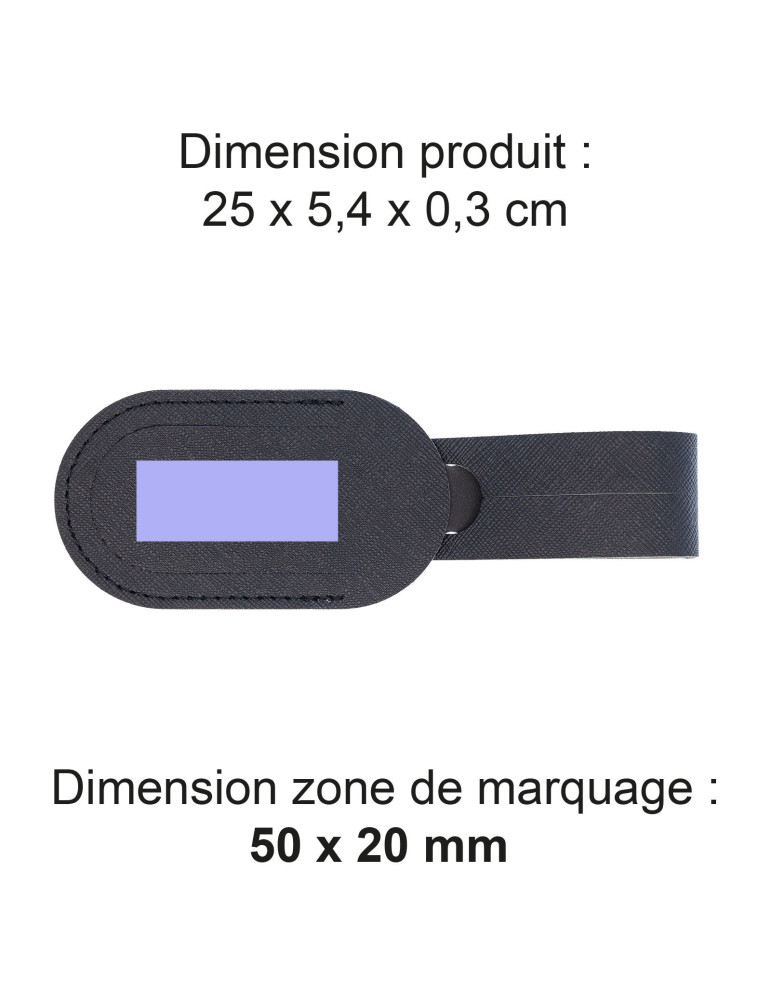 Étiquette bagage simili-cuir noir lisse à personnaliser
