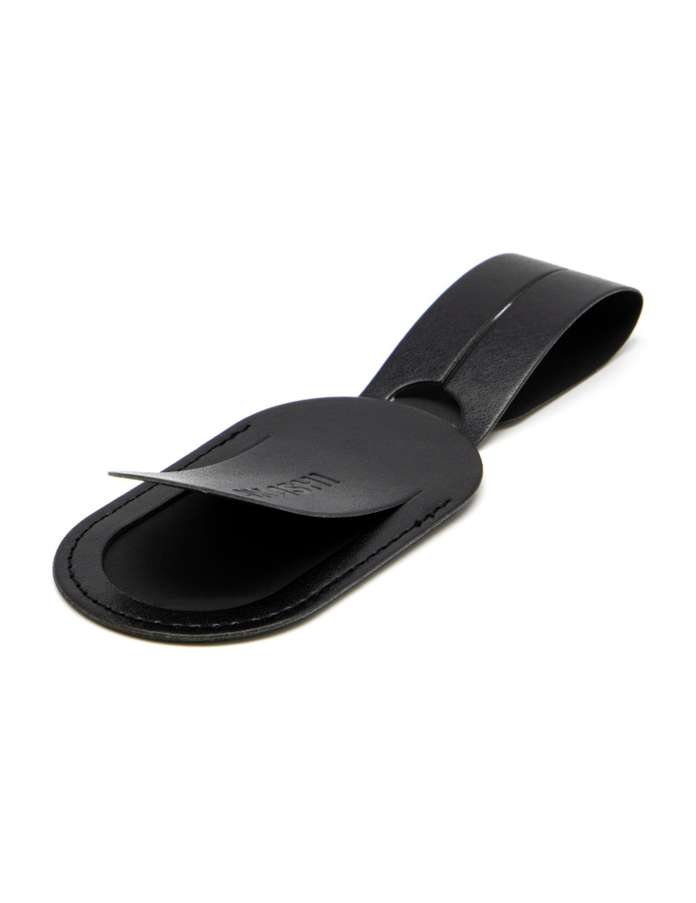 Étiquette bagage simili-cuir noir lisse à personnaliser