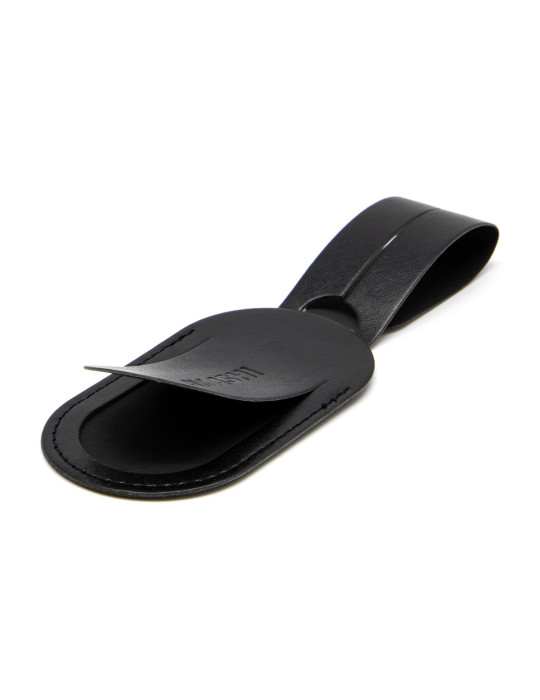 Étiquette bagage simili-cuir noir lisse à personnaliser