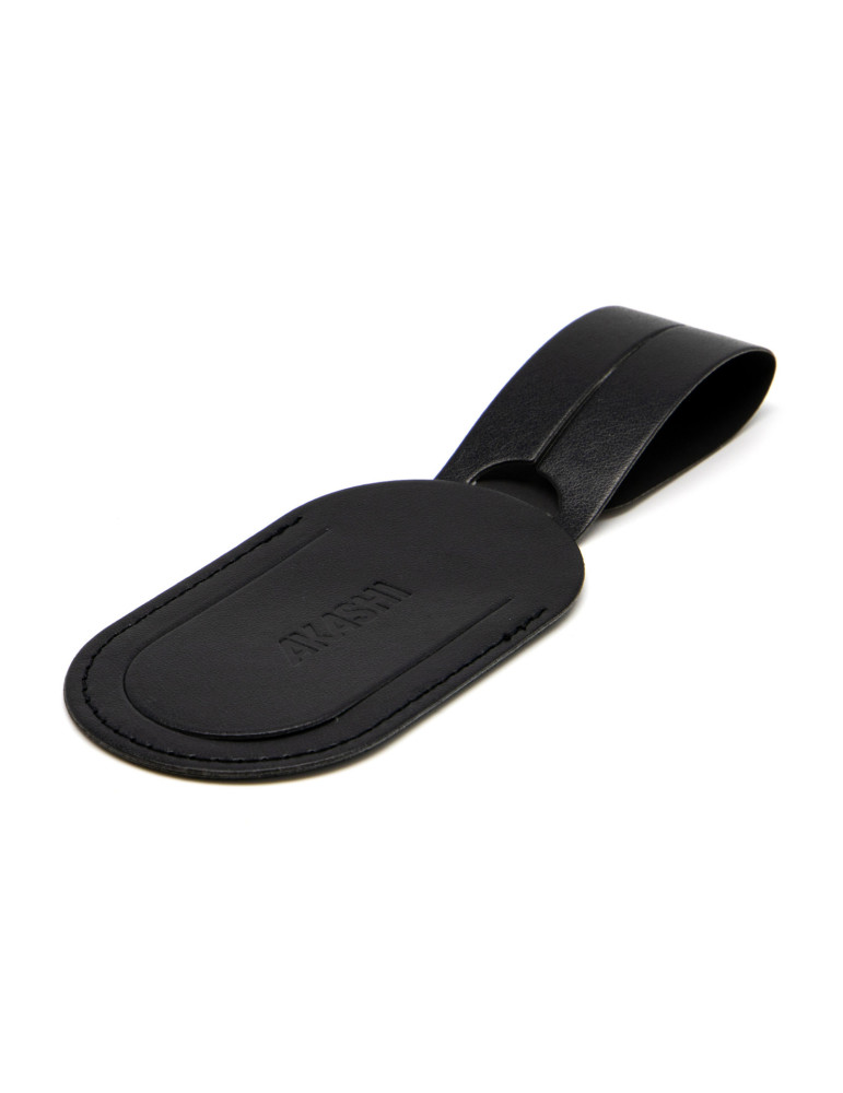Étiquette bagage simili-cuir noir lisse à personnaliser
