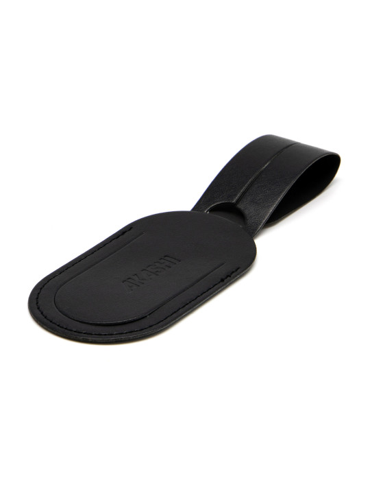 Étiquette bagage simili-cuir noir lisse à personnaliser
