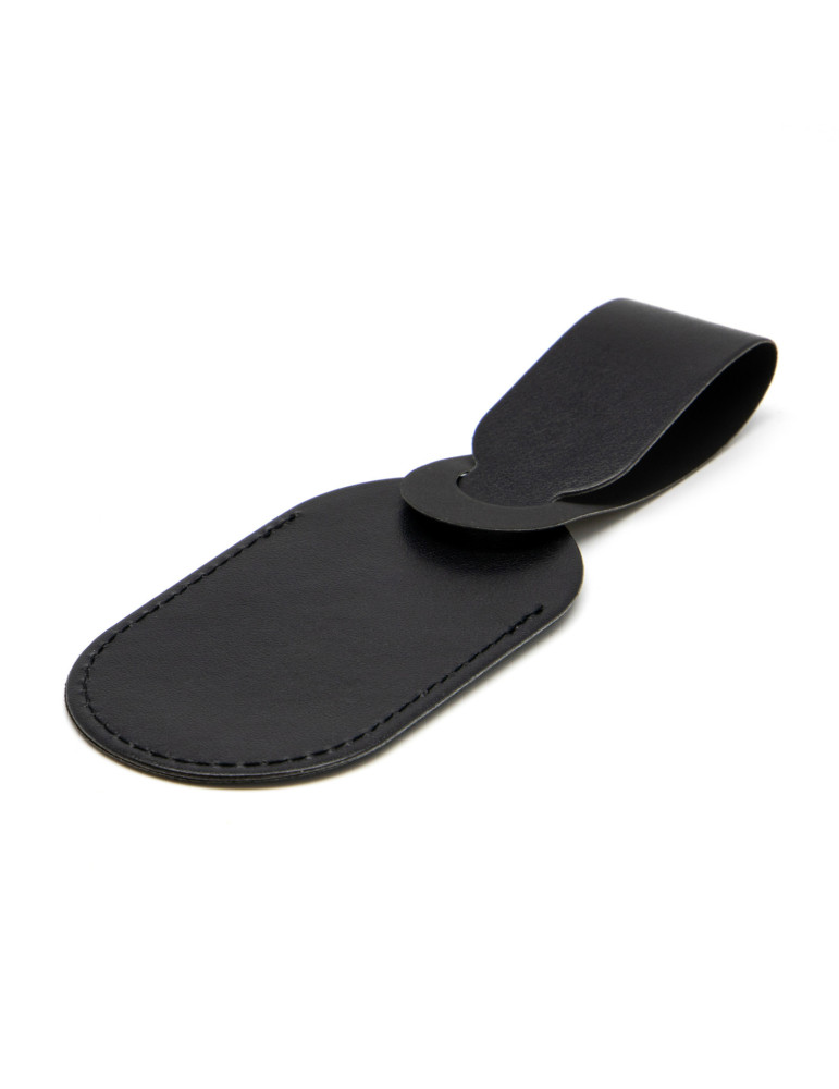 Étiquette bagage simili-cuir noir lisse à personnaliser