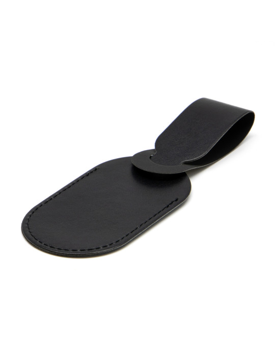 Étiquette bagage simili-cuir noir lisse à personnaliser
