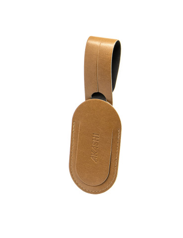 Étiquette bagage simili-cuir marron lisse personnalisée