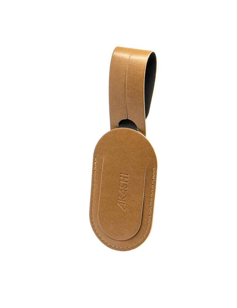 Étiquette bagage simili-cuir marron lisse personnalisée