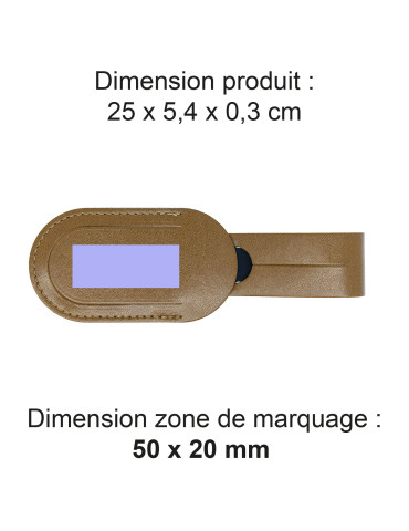 Étiquette bagage simili-cuir marron lisse personnalisée 2