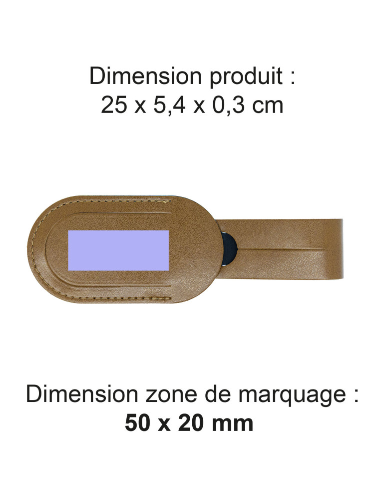 Étiquette bagage simili-cuir marron lisse personnalisée
