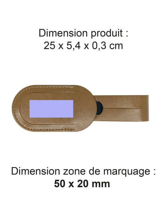 Étiquette bagage simili-cuir marron lisse personnalisée