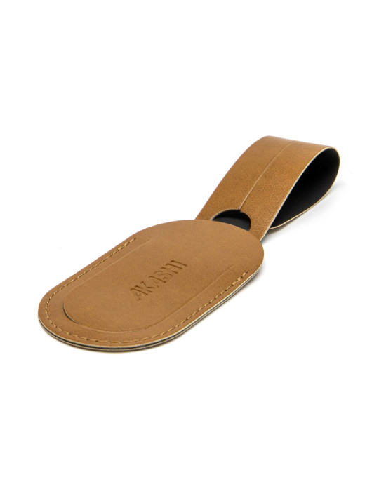 Étiquette bagage simili-cuir marron lisse personnalisée