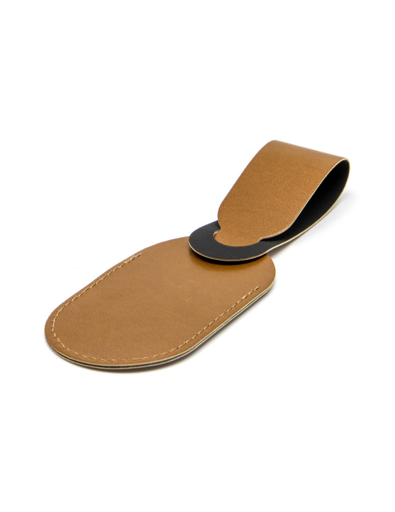 Étiquette bagage simili-cuir marron lisse personnalisée
