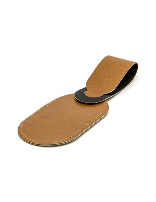 Étiquette bagage simili-cuir marron lisse personnalisée