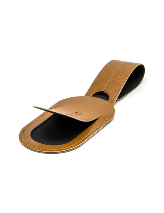 Étiquette bagage simili-cuir marron lisse personnalisée