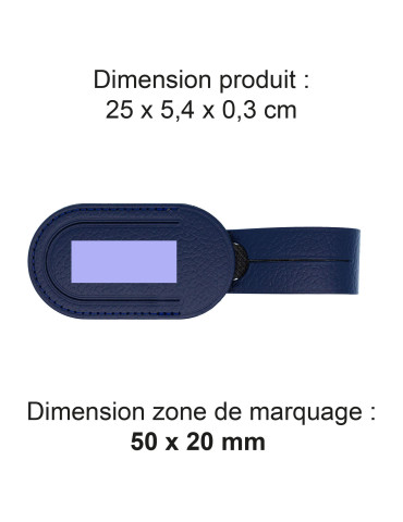 Étiquette bagage cuir recyclé bleu marine personnalisée 2