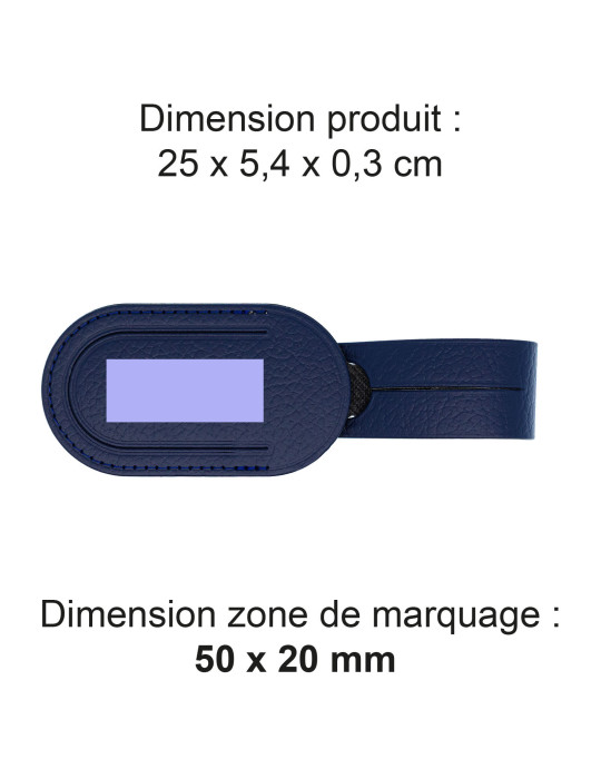 Étiquette bagage cuir recyclé bleu marine personnalisée