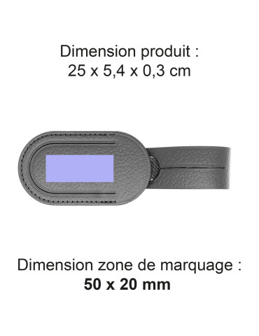 Étiquette de bagage en cuir recyclé gris personnalisée 2