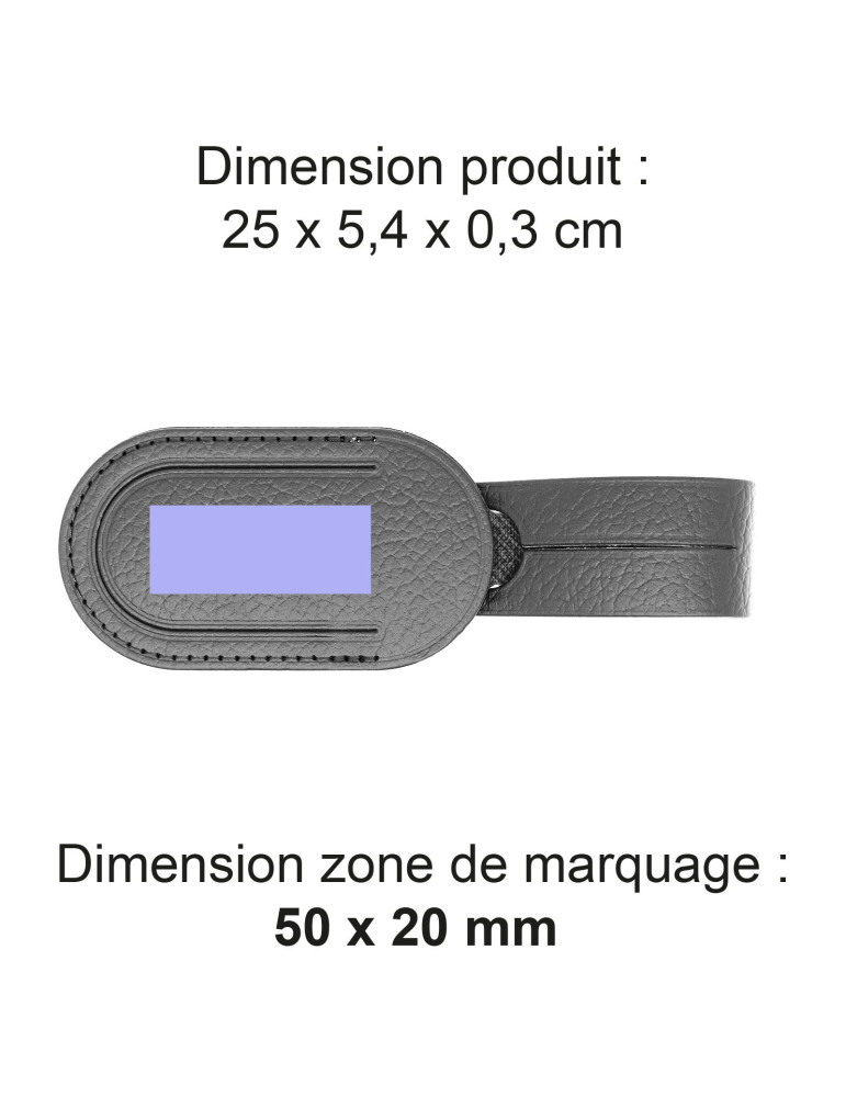 Étiquette de bagage en cuir recyclé gris personnalisée