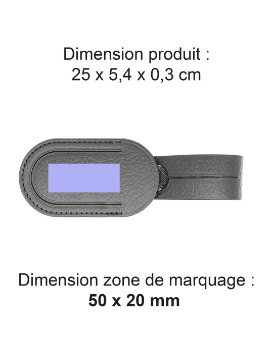 Étiquette de bagage en cuir recyclé gris personnalisée