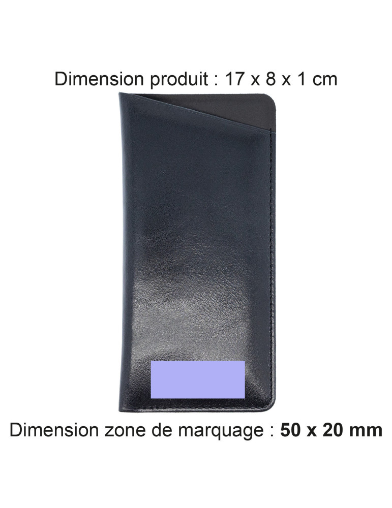 Étui à lunettes noir en cuir véritable personnalisable