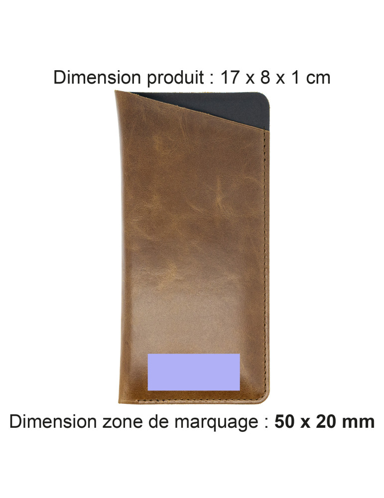 Étui à lunettes marron foncé en cuir véritable
