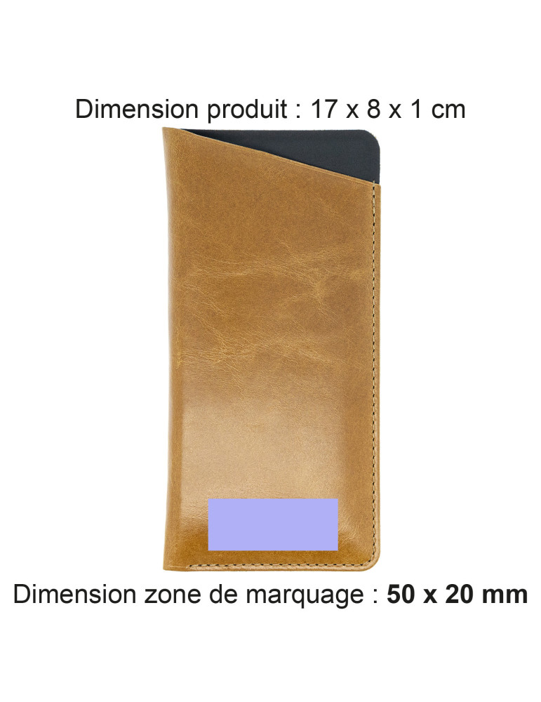 Étui à lunettes marron clair en cuir véritable