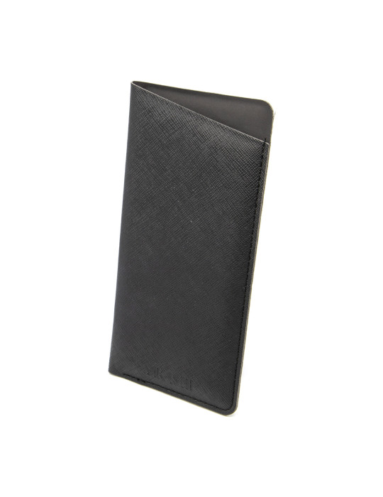 Étui à lunettes noir en simili-cuir grainé personnalisable