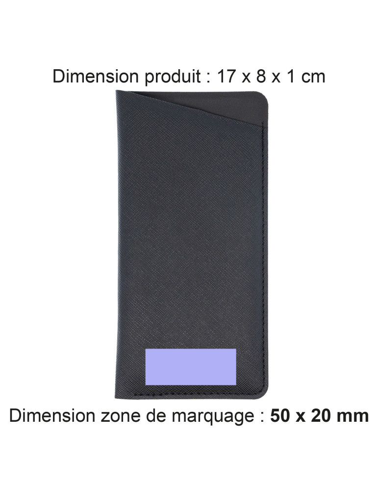 Étui à lunettes noir en simili-cuir grainé personnalisable