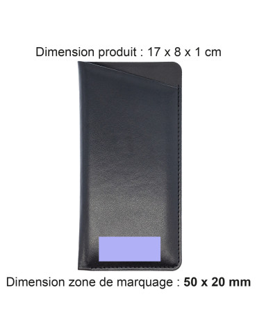 Étui à lunettes noir en simili-cuir lisse personnalisable 2