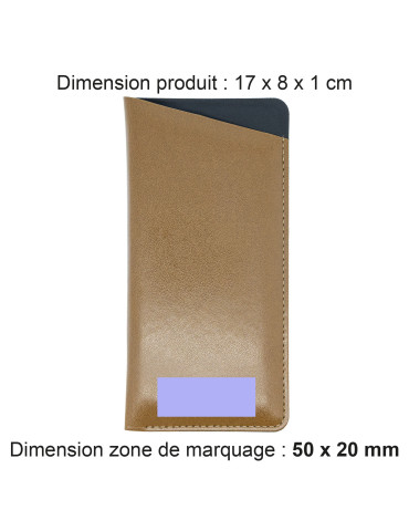 Étui à lunettes marron en simili-cuir lisse personnalisable 2