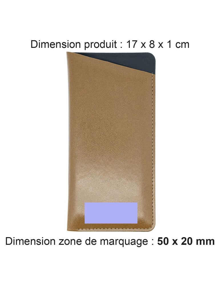 Étui à lunettes marron en simili-cuir lisse personnalisable