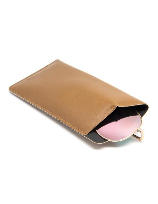 Étui à lunettes marron en simili-cuir lisse personnalisable
