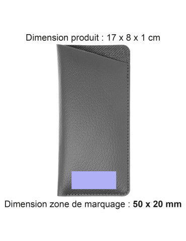 Étui à lunettes gris en cuir recyclé personnalisé 2
