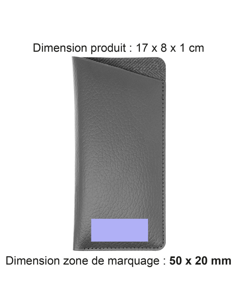 Étui à lunettes gris en cuir recyclé personnalisé