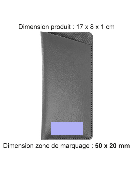 Étui à lunettes gris en cuir recyclé personnalisé