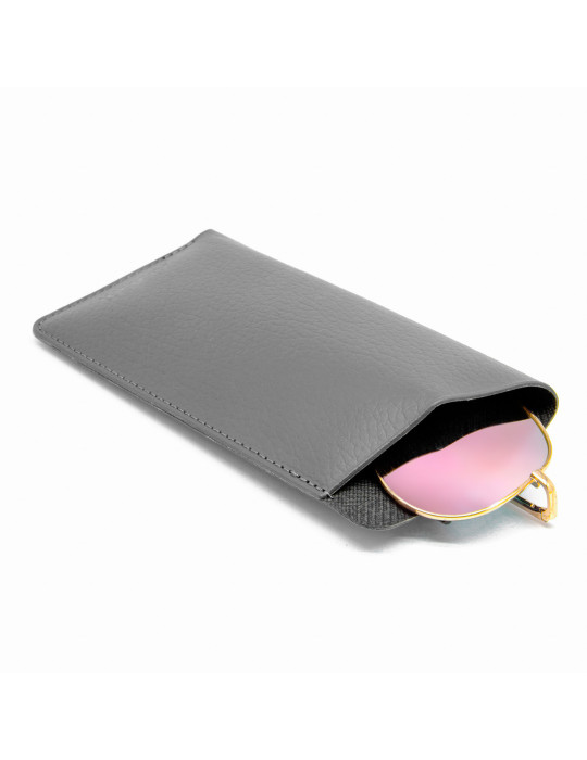 Étui à lunettes gris en cuir recyclé personnalisé