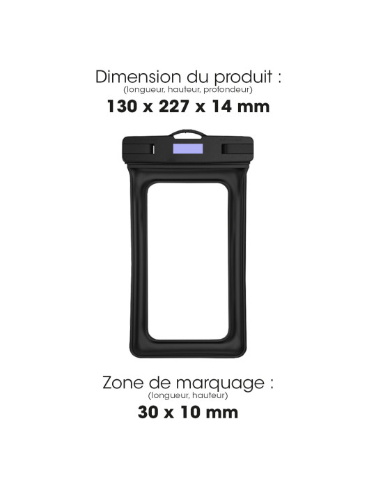 Pochette étanche flottante IPX8 pour smartphone 6,8 pouces