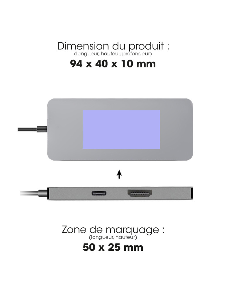 Hub USB-C 7 en 1 avec HDMI 4K personnalisé