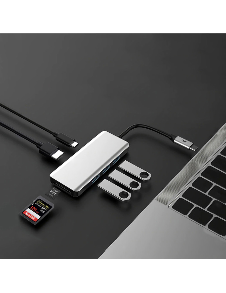 Hub USB-C 7 en 1 avec HDMI 4K personnalisé