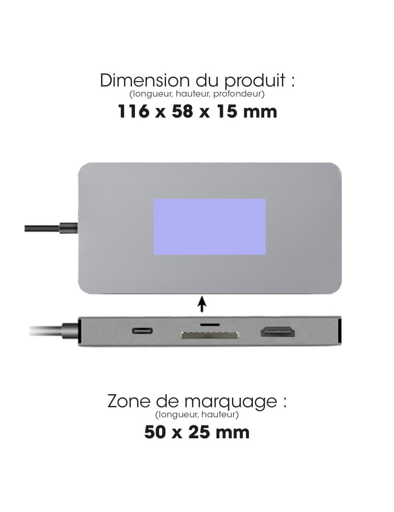Hub USB-C 9 en 1 HDMI 4K, VGA et RJ45 personnalisé