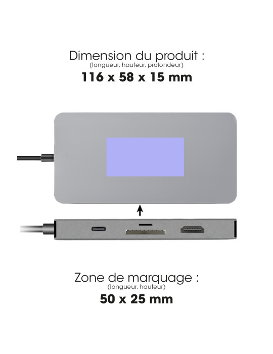 Hub USB-C 9 en 1 HDMI 4K, VGA et RJ45 personnalisé