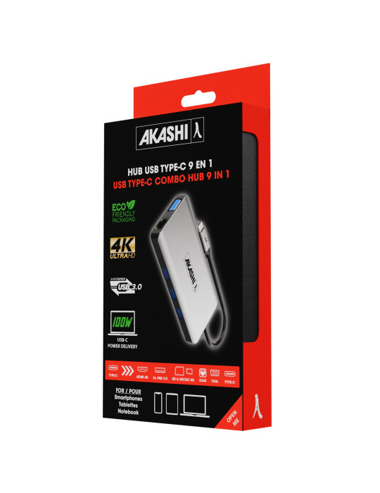 Hub USB-C 9 en 1 HDMI 4K, VGA et RJ45 personnalisé