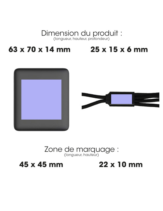Kit batterie de secours et câble Okan personnalisé – noir