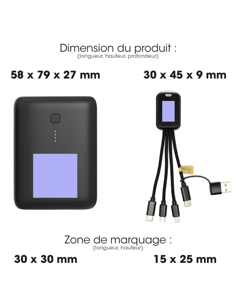 Kit batterie 10 000 mAh et câble lumineux Hikari