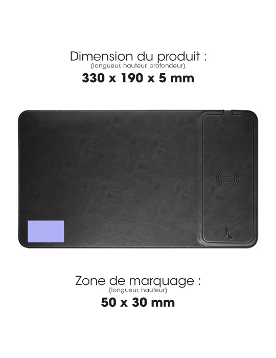 Tapis de souris Nezumi avec chargeur induction 5 W – noir