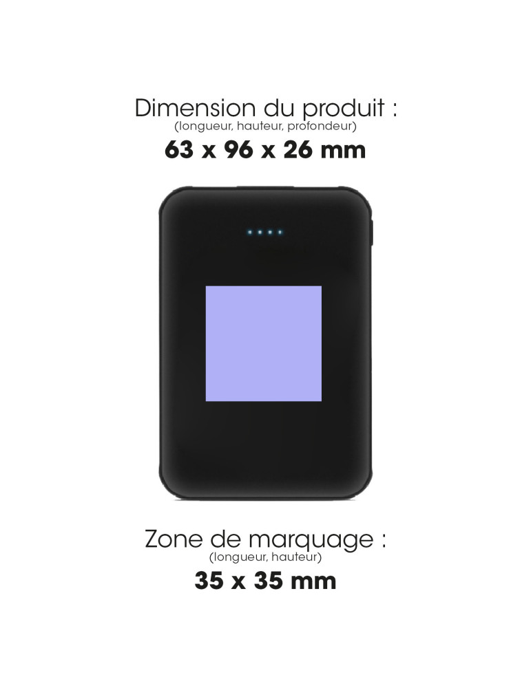 Batterie externe Gomu 10 000 mAh personnalisable – noire